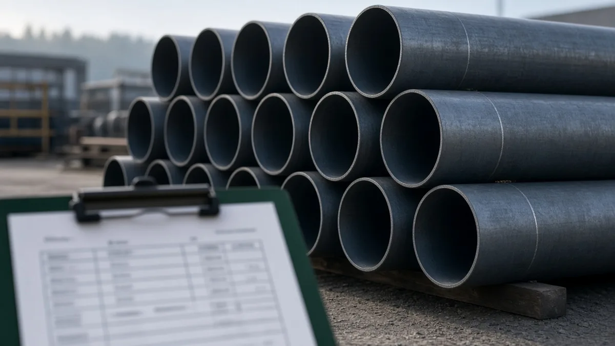 Штабель электросварных стальных труб большого диаметра на металлобазе